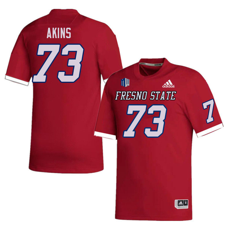 Men #73 Marsel Akins Fresno State Bulldogs College Football Jerseys Stitched-Red